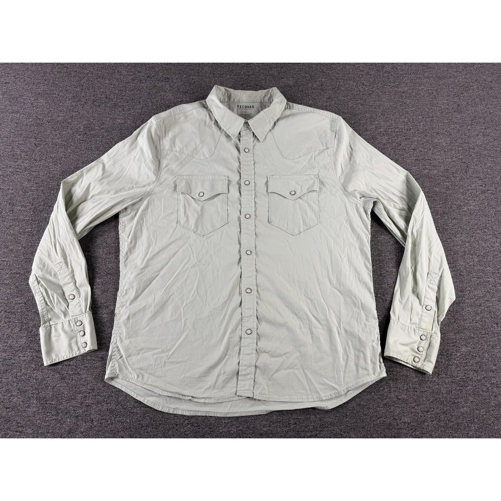 Tecovas Shirt Mens Large Green Stretch Long Sleeve Western Snap Front Casual
